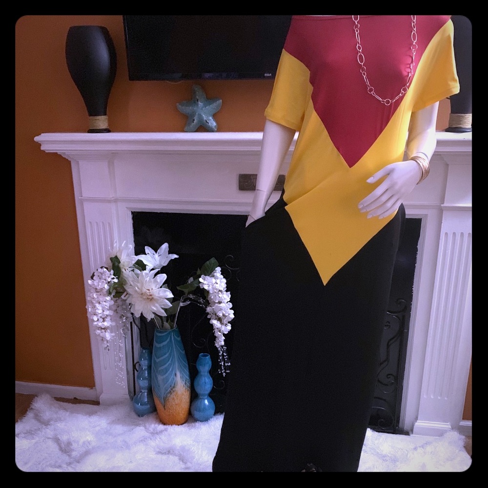 Long off the shoulder maxi dress.